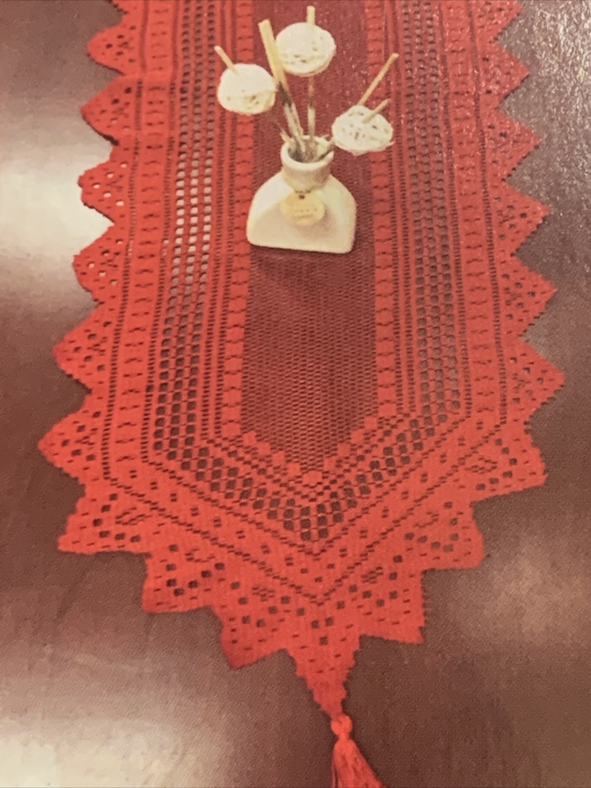 Elegant Red Lace Christmas Table Runner (43" x 13") - photo 5