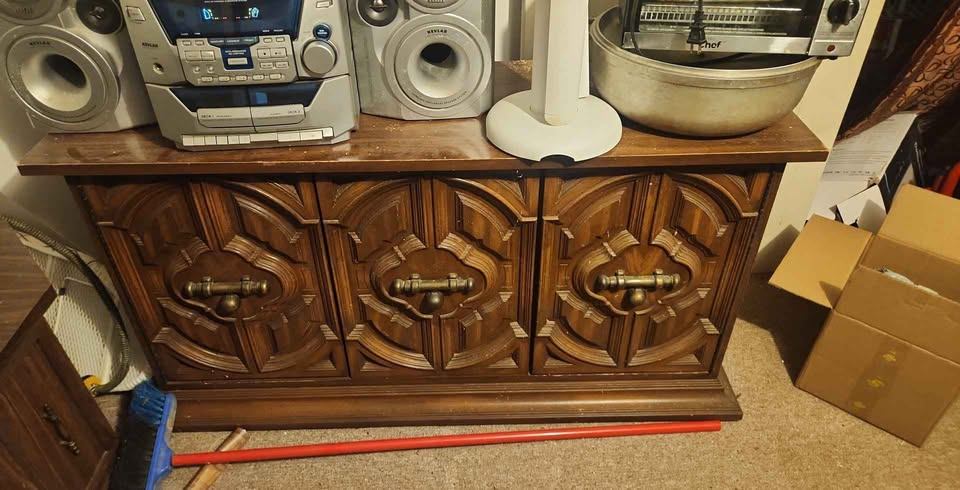 Vintage Spanish Revival Style Wooden Cabinet / Sideboard