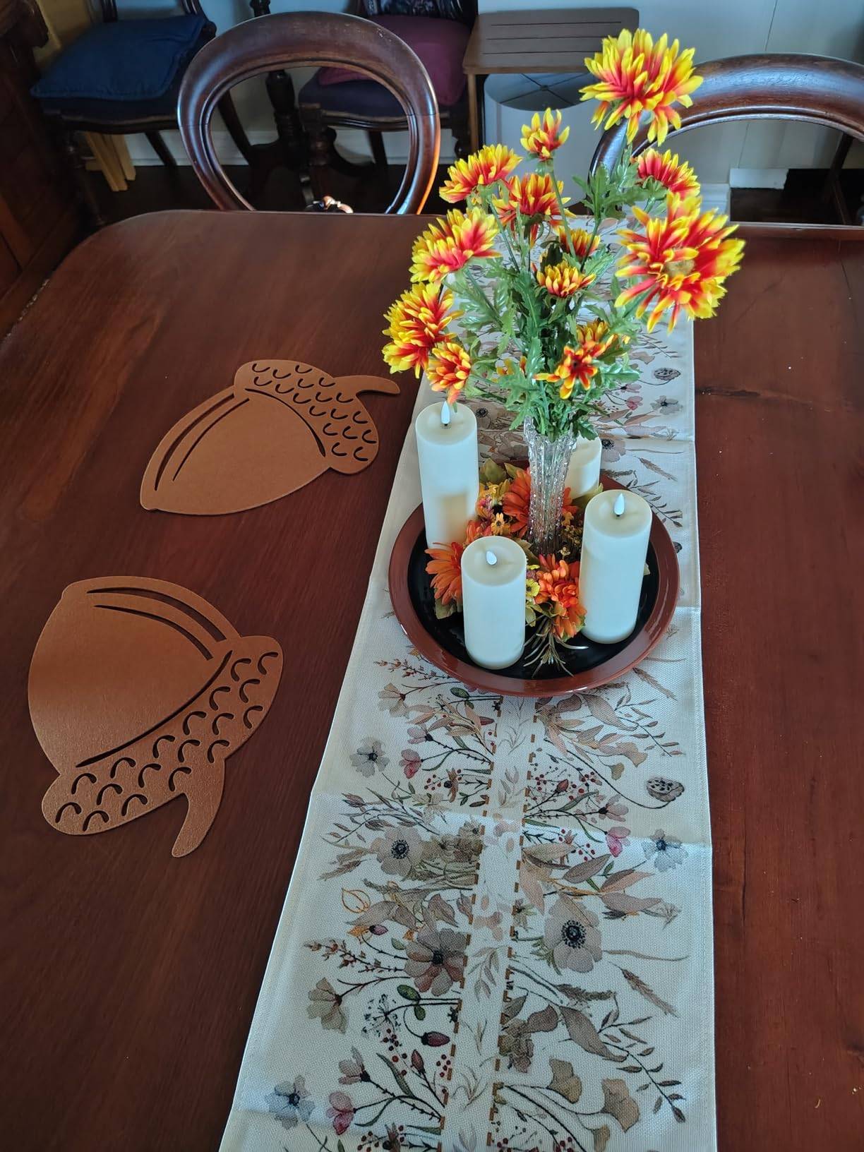 4-Piece Fall Acorn Table Placemats Set - Brown Theme - photo 3