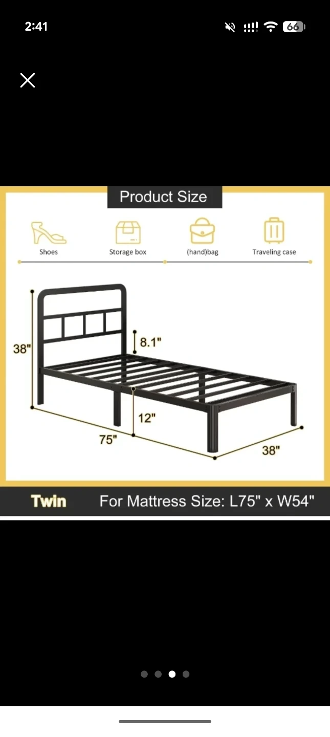 Twin size black metal bed frame - photo 5