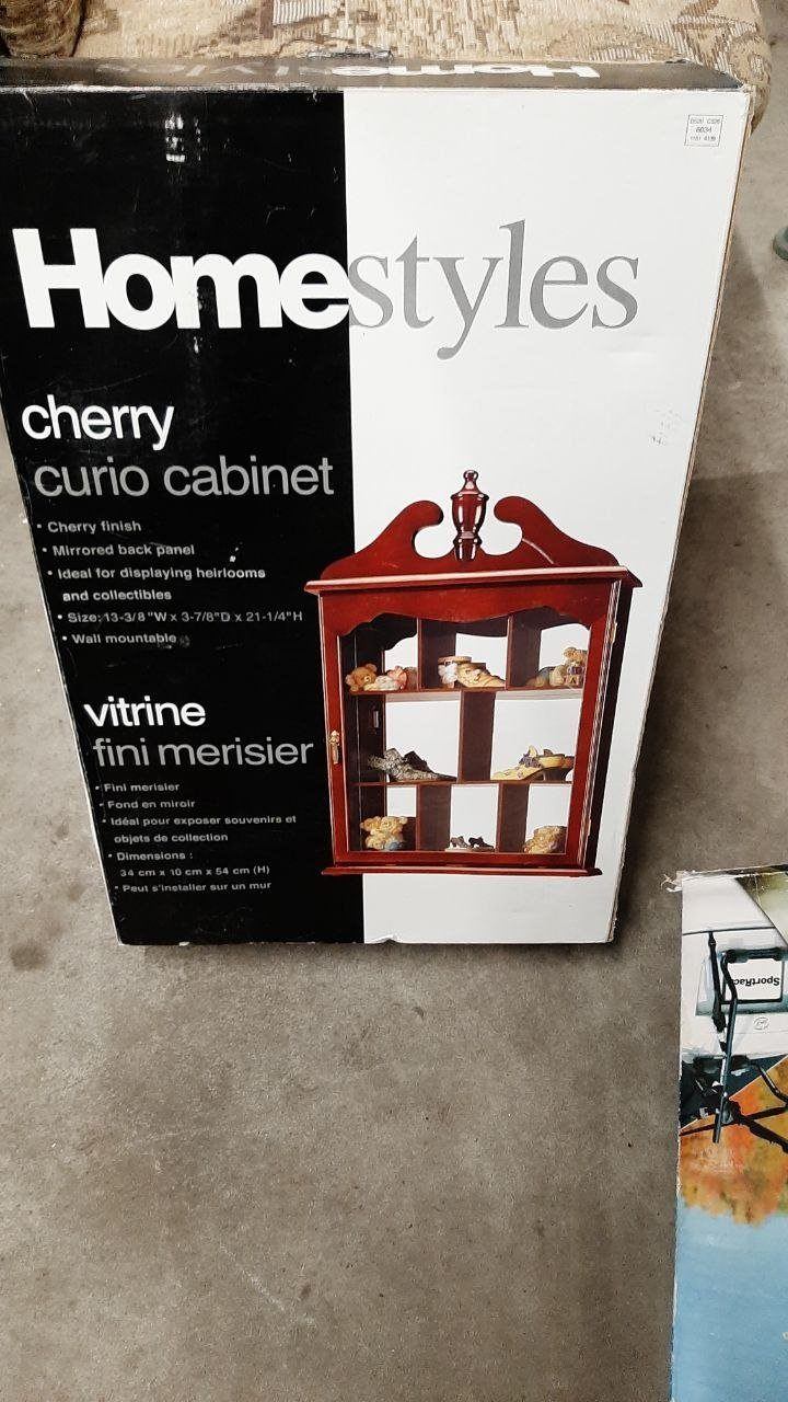 Homestyles Cherry Curio Cabinet – Wall Mount, In Box - photo 3