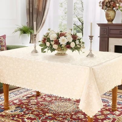 Vinyl Tablecloth 60x84in - Waterproof Floral Embossed