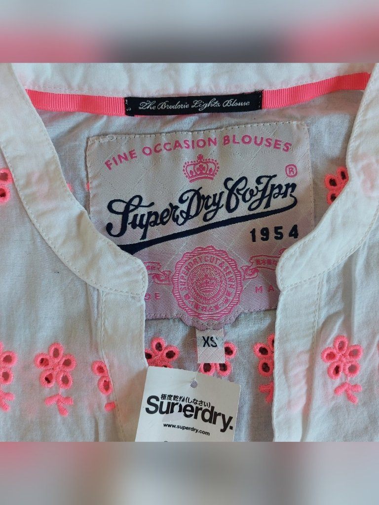 Superdry Pink White Cotton Button Down Sleeveless Top XS NWT - photo 3