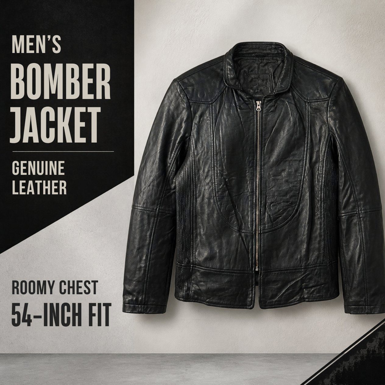 JKT-005 — Men's leather bomber jacket — brand new, approx 2XL - photo 5