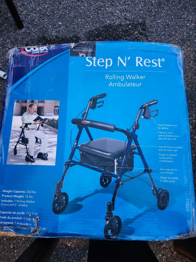 New Carex Step N' Rest Rolling Walker
