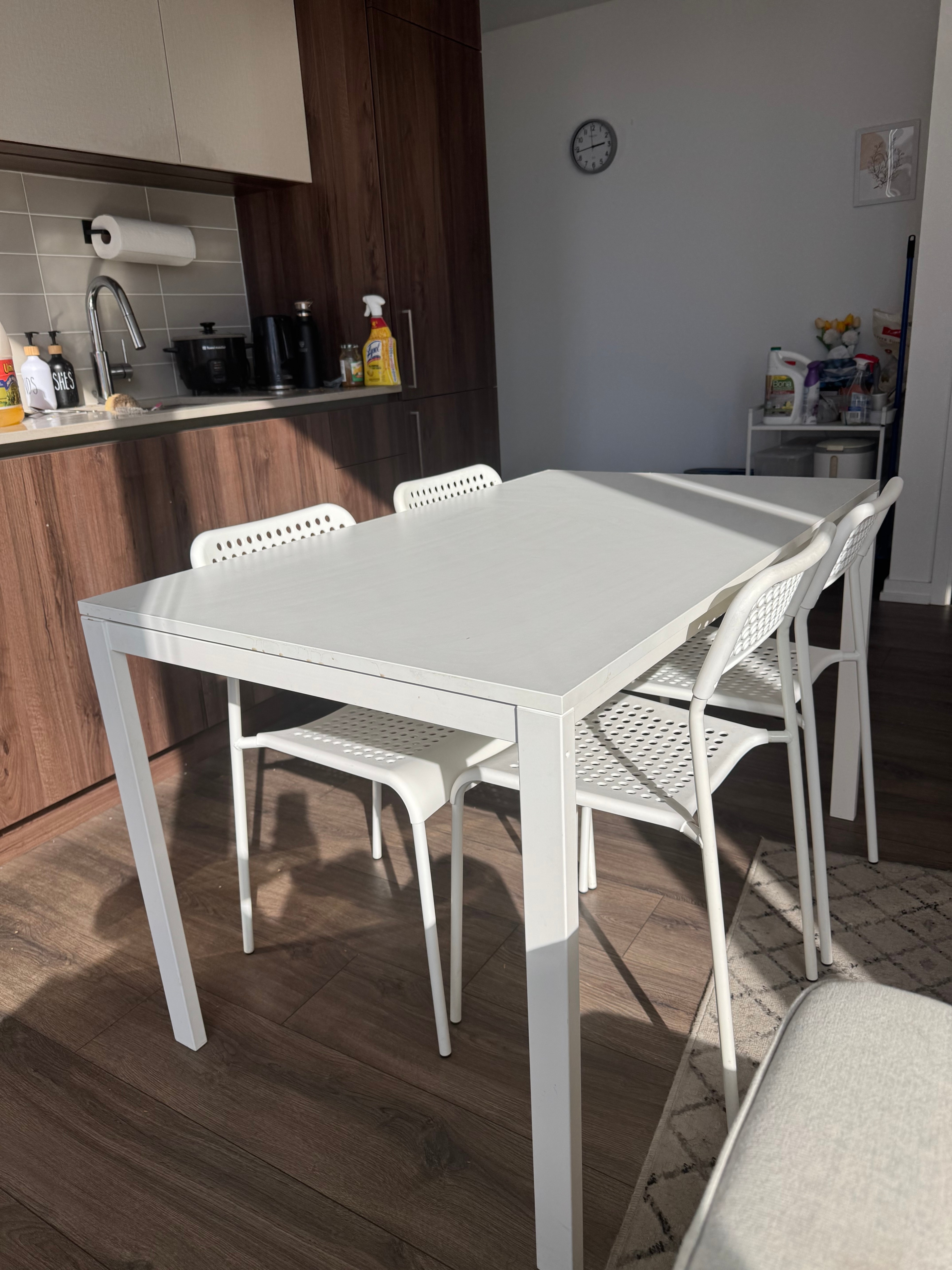 IKEA Dining Table + 4 Chairs — White MELLTORP / ADDE Set - photo 2
