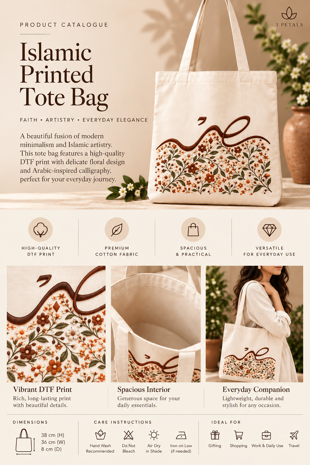 🌸 Beautiful Islamic Canvas Tote Bag - photo 3