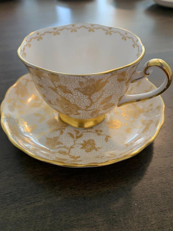 Royal Chelsea Gold Floral Tea Cup and Saucer Set