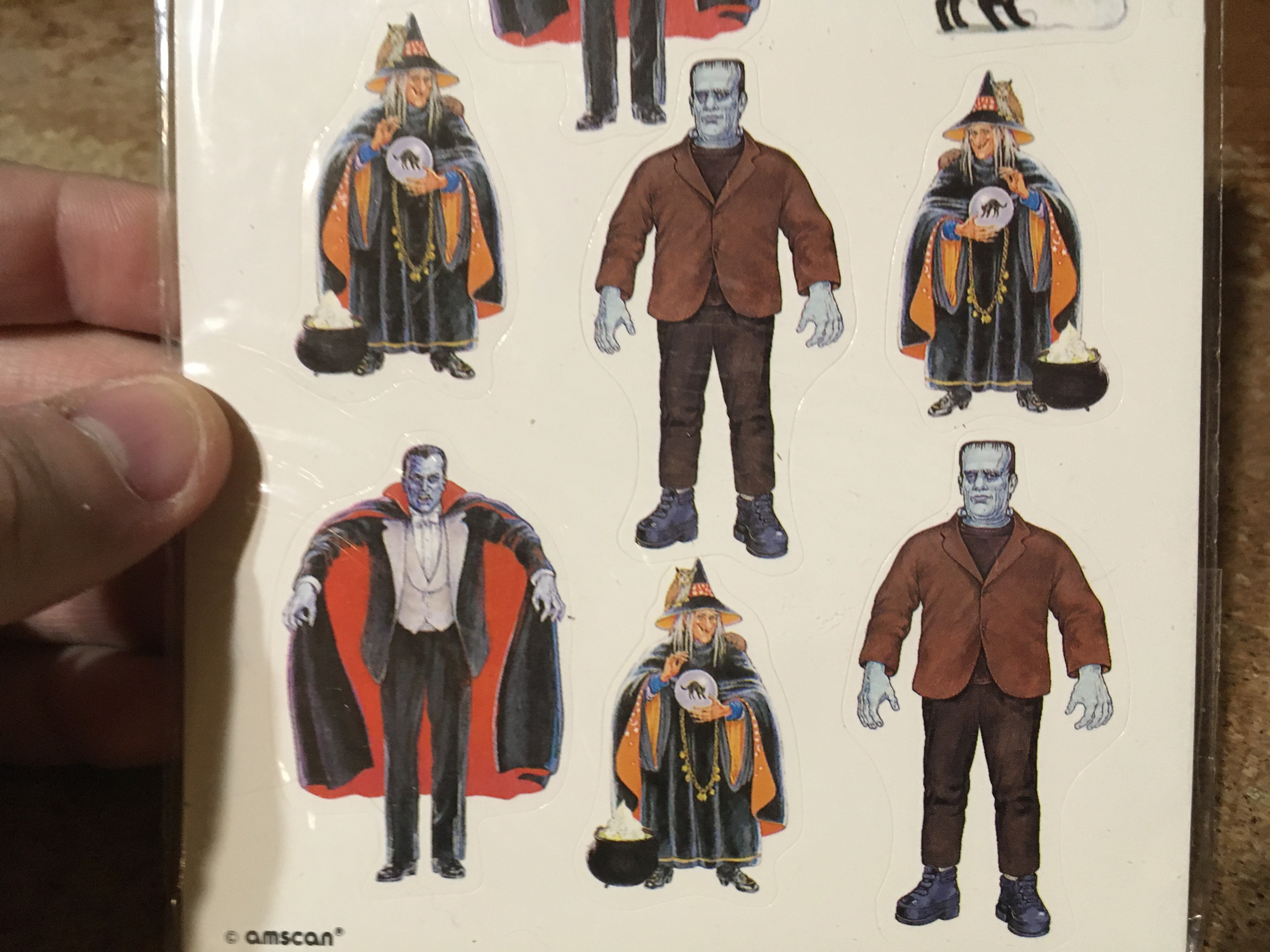 VINTAGE AMSCAN HALLOWEEN MONSTER DRACULA FRANKENSTEIN STICKERS - photo 3