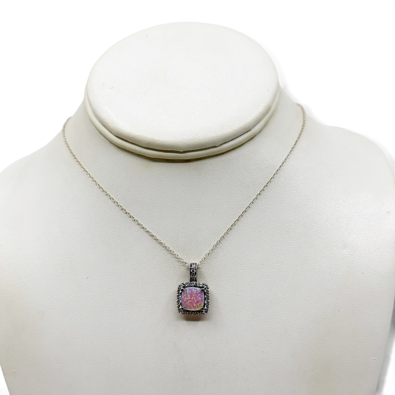 sterling silver faux opal cubic Zirconia pendant - photo 4