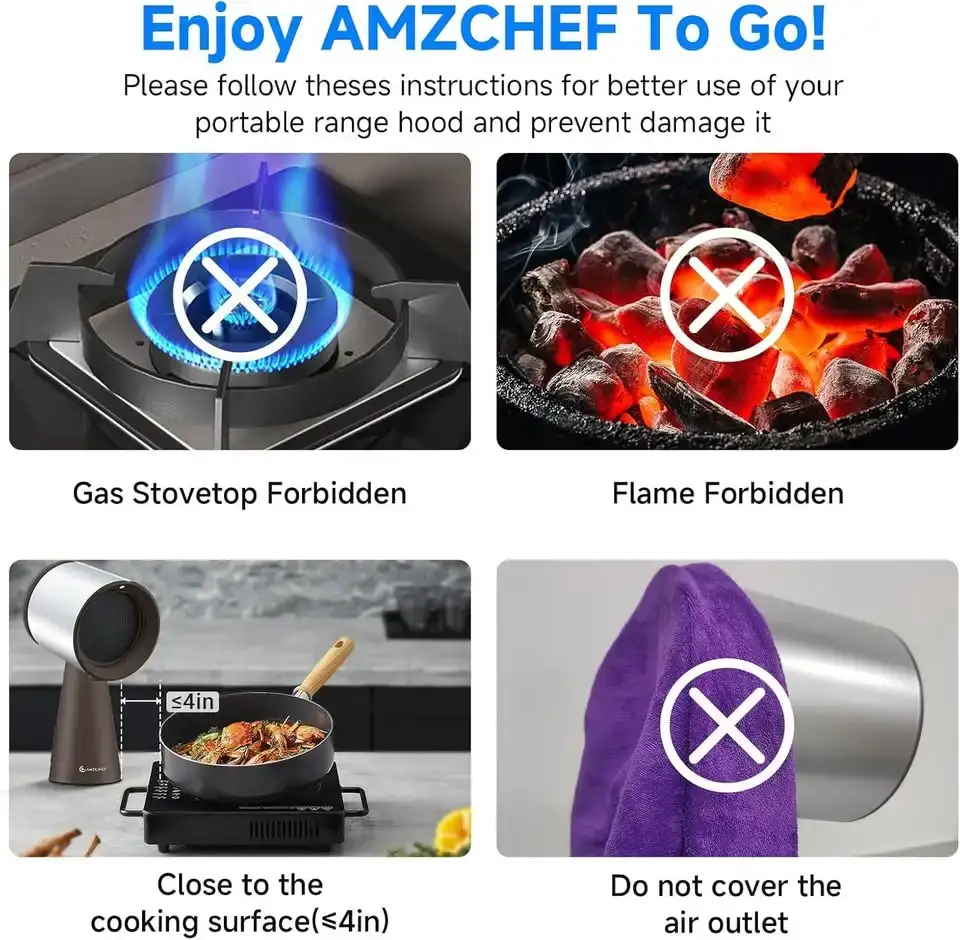 Portable Range Hood, Desktop Range Hood with 3 Speed Exhaust Fan - photo 5