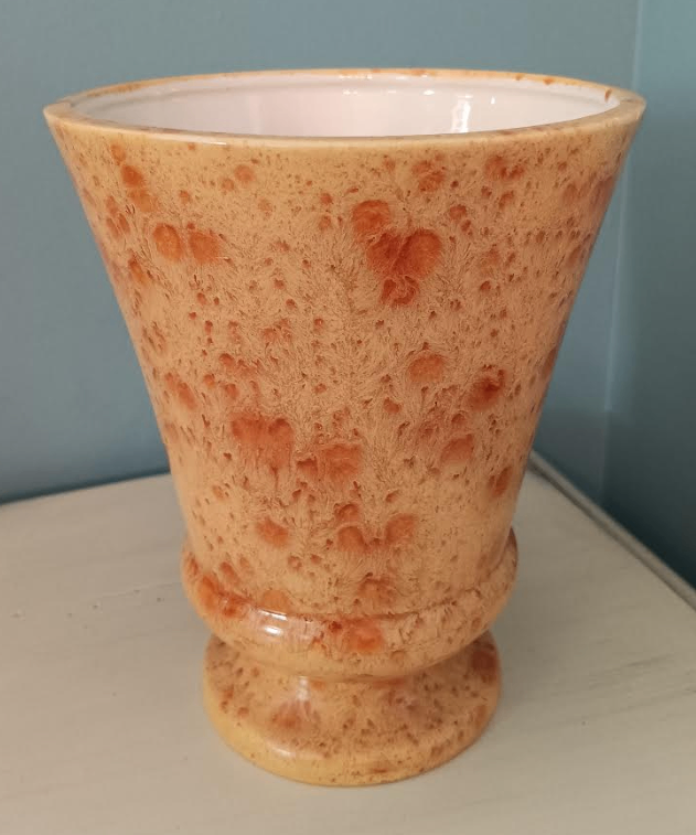 Vintage orange mottled ceramic planter Vase Urn