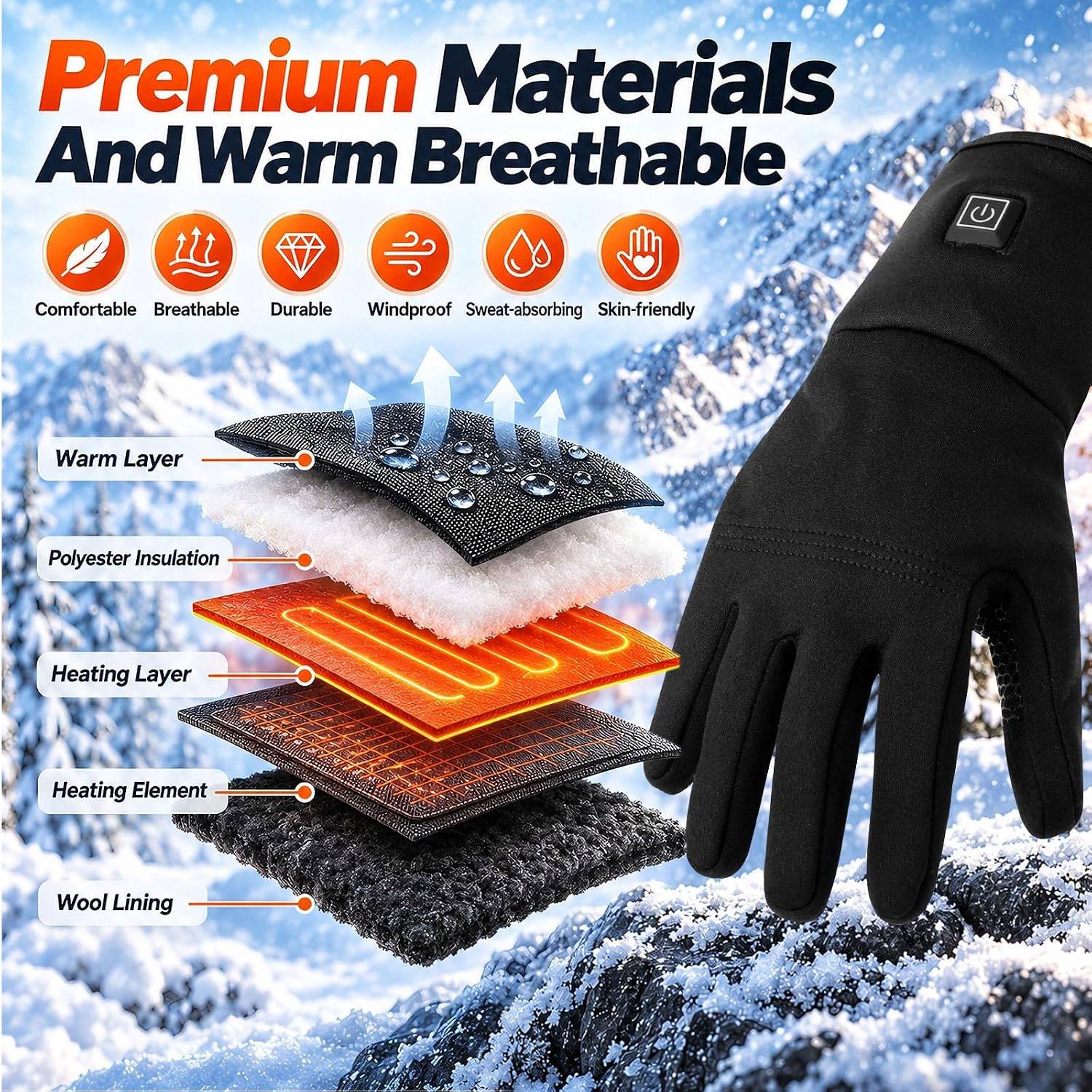 Heated Work Gloves for Men Women, 3000mAh*2 - photo 5