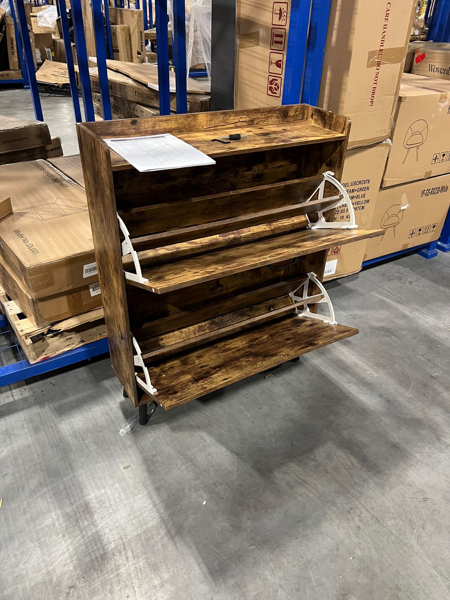 Shoe Cabinet $199 👟 Brand New – 2-Door, Rustic Brown
