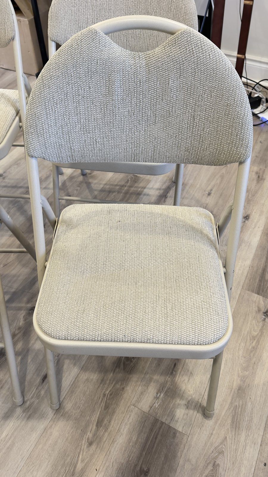 Cosco Folding Card Table + 4 Padded Chairs – 5-Piece Set, Beige - photo 4