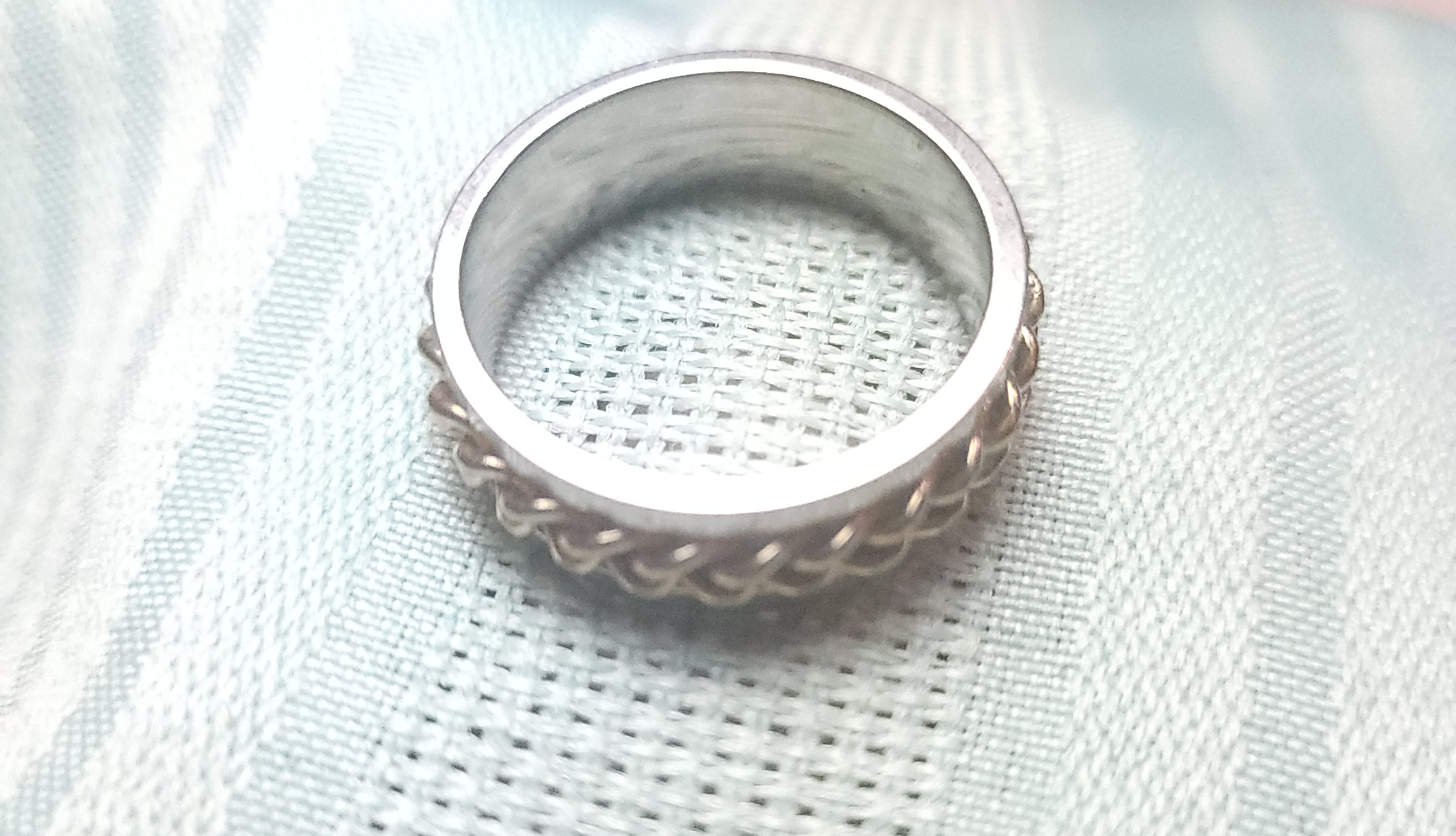 Two Tone Chain Spinner Ring, Gold Silver Stainless Steel Fidget - photo 3