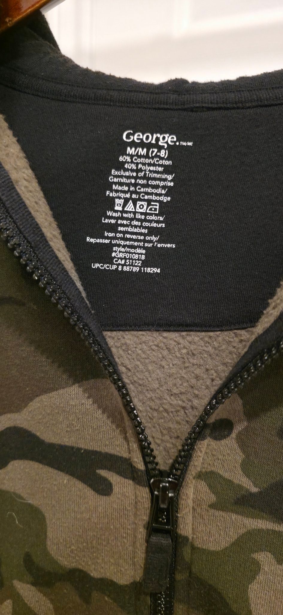 Kids George camo full-zip hooded fleece jacket size 7-8 - photo 3