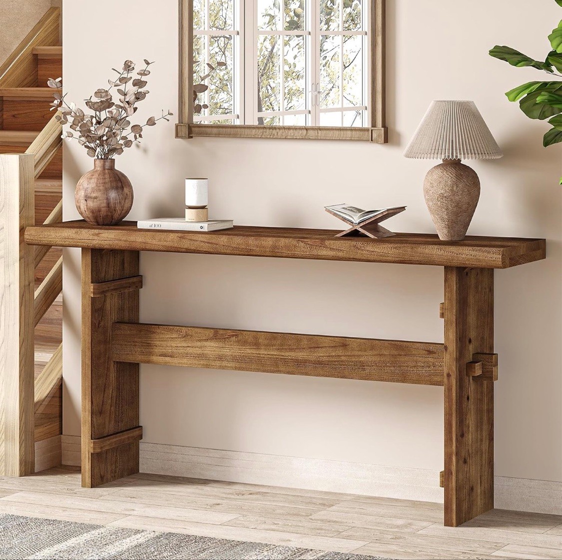63" Rustic Wood Console Table – Farmhouse Entryway Table, New