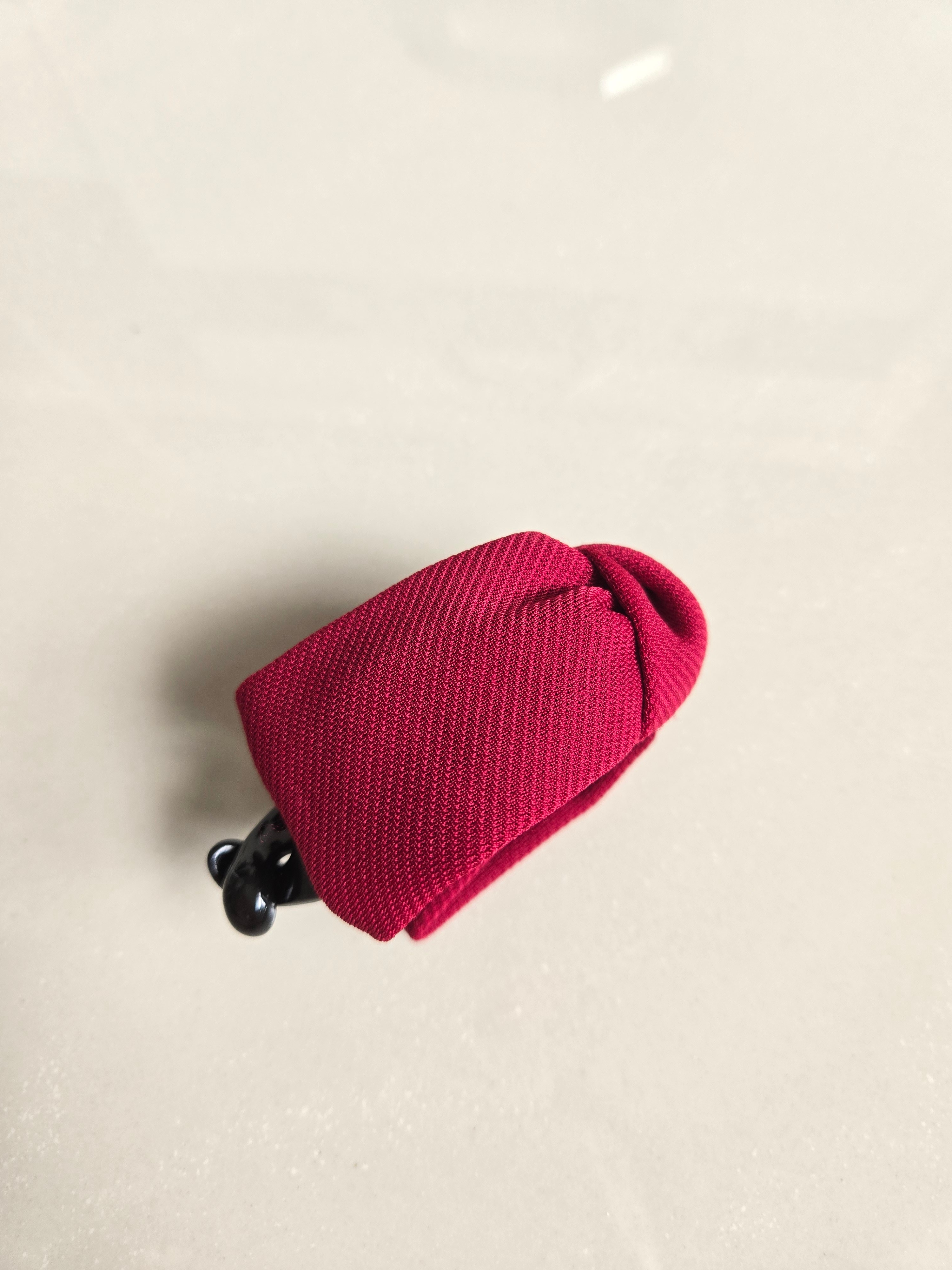 Wine Red Fabric Ribbon Bow Banana Hair Clip - photo 3