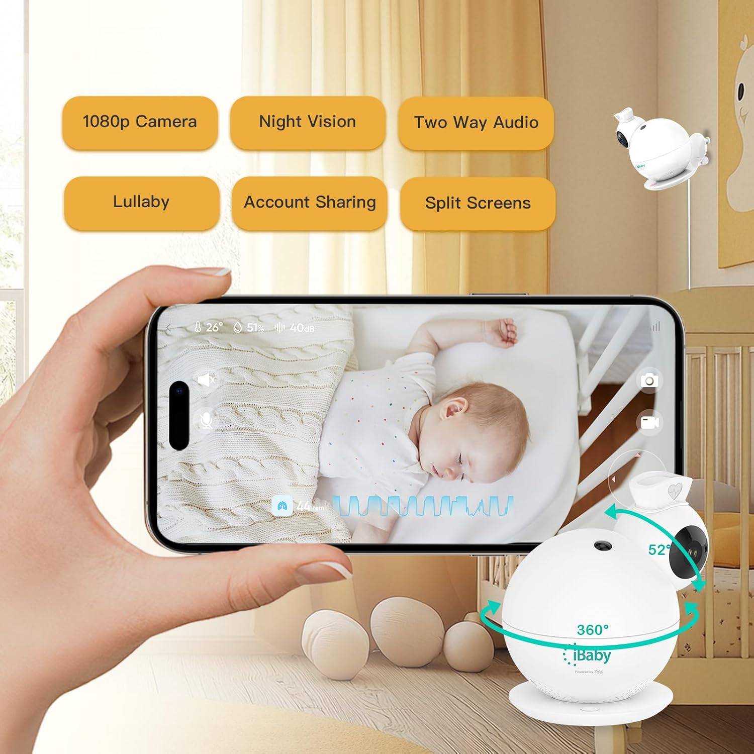 NEW~ iBaby i7 Baby Monitor – 1080p, 360° View - photo 2