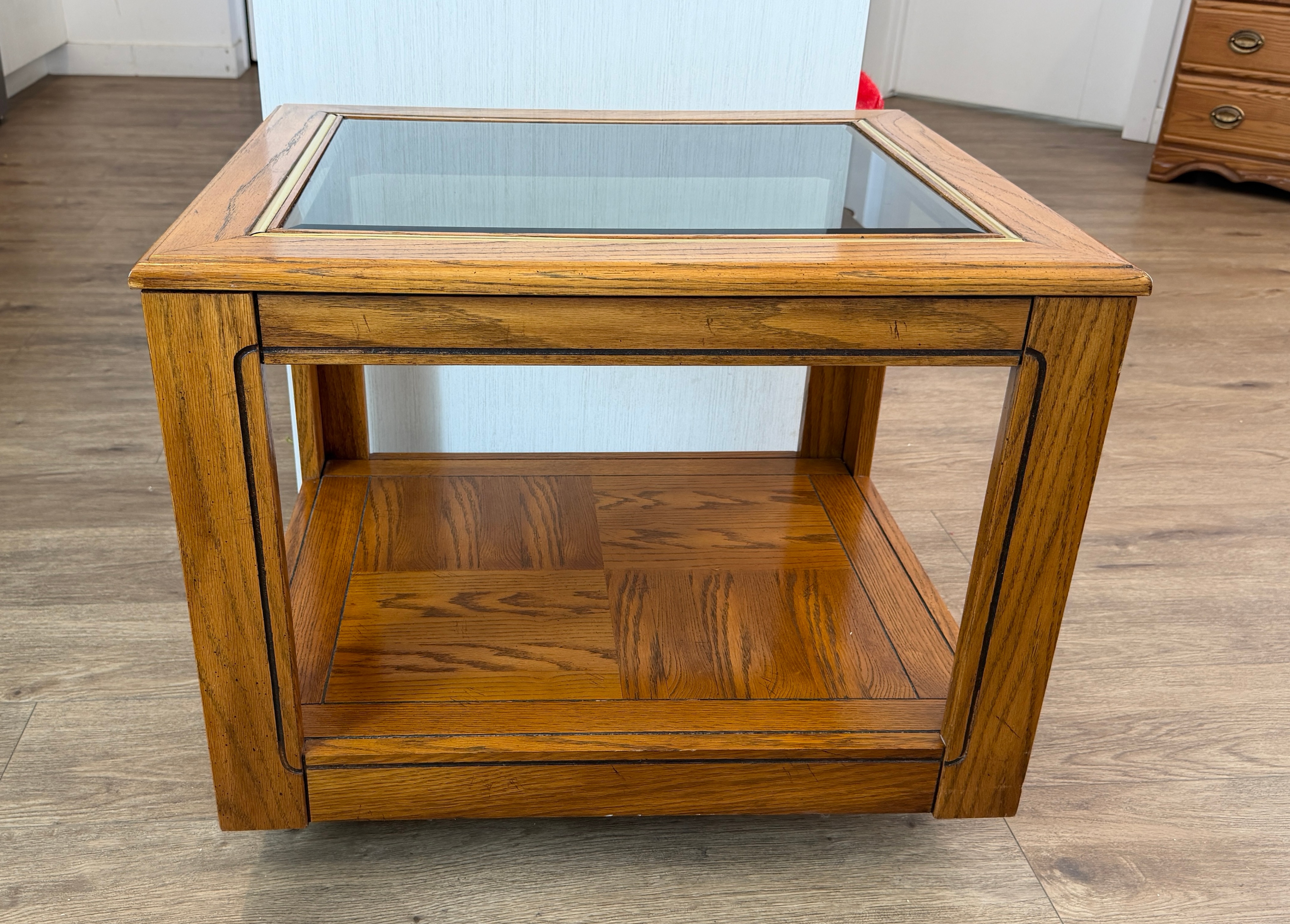 Glass Top Table with Bottom Shelf