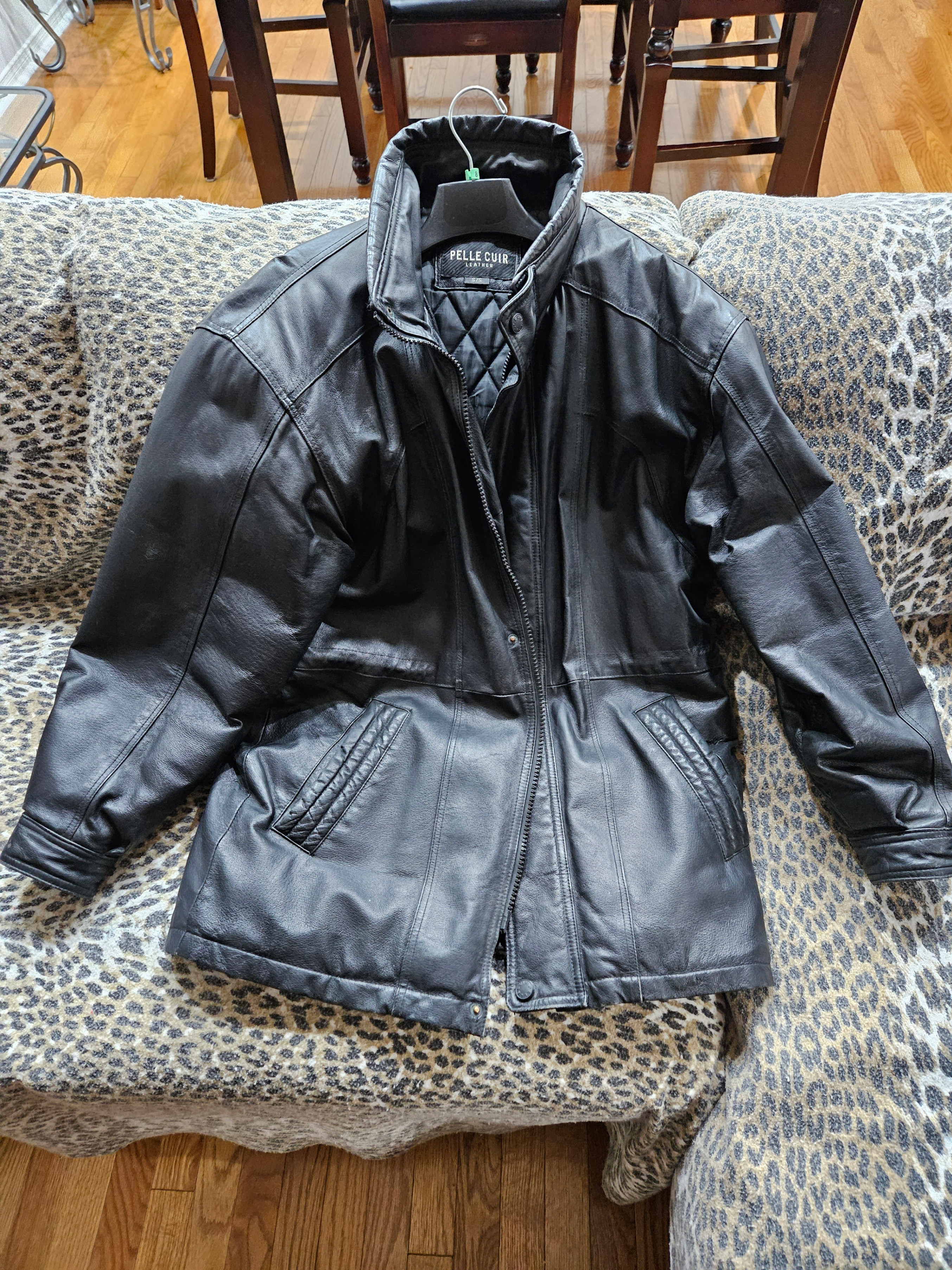 Pelle Cuir Genuine Black Leather Jacket / Coat