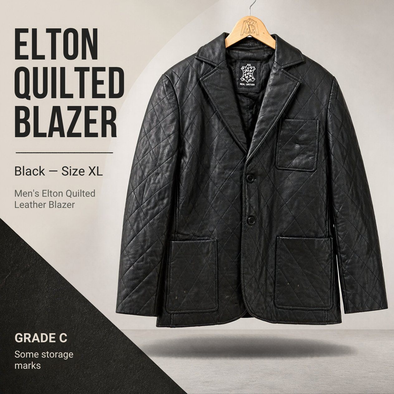 JKT-006 — Men's Elton quilted leather blazer — brand new size XL