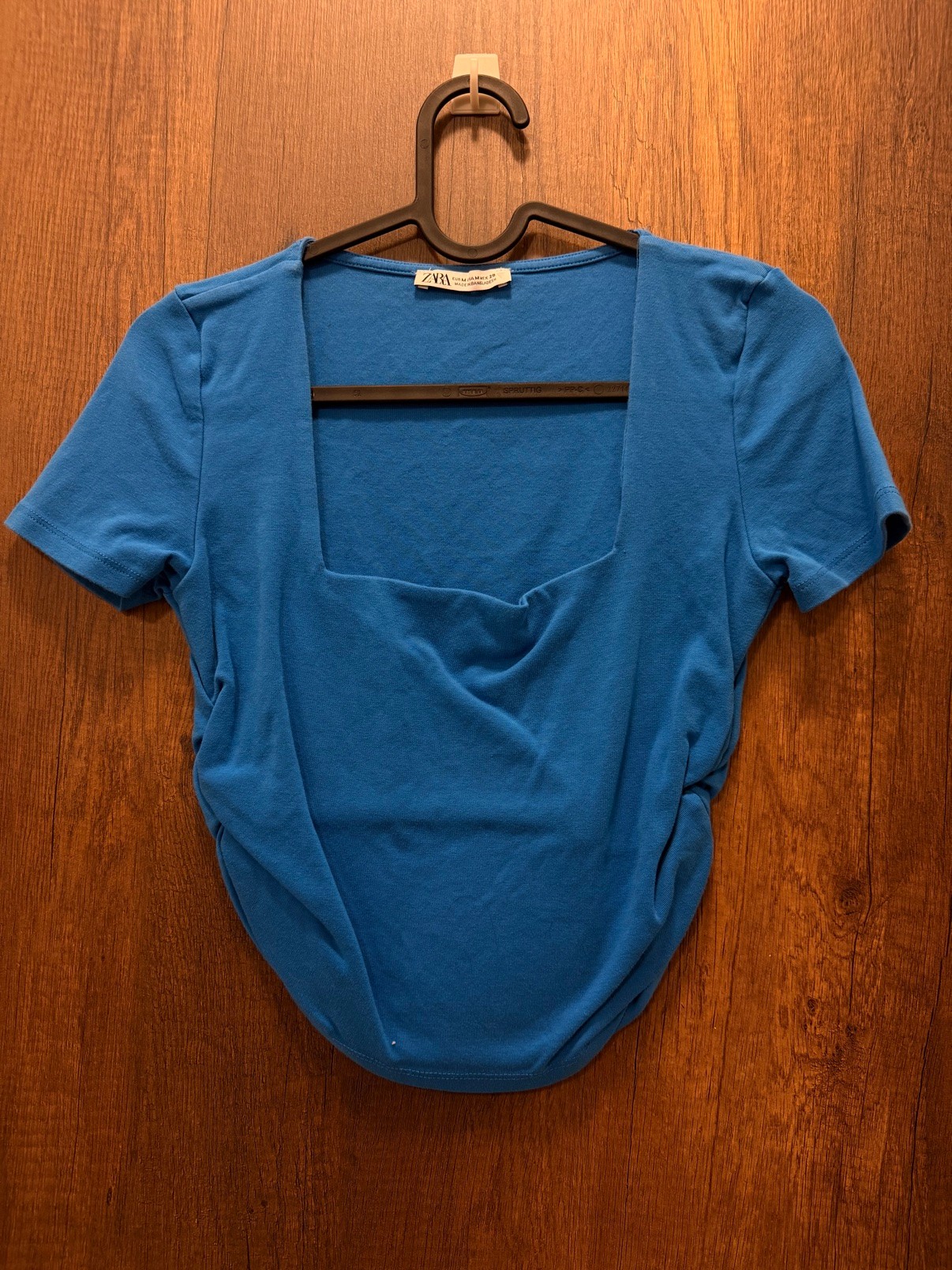 Zara Bright-Blue Square-Neck Top, Size M - photo 2