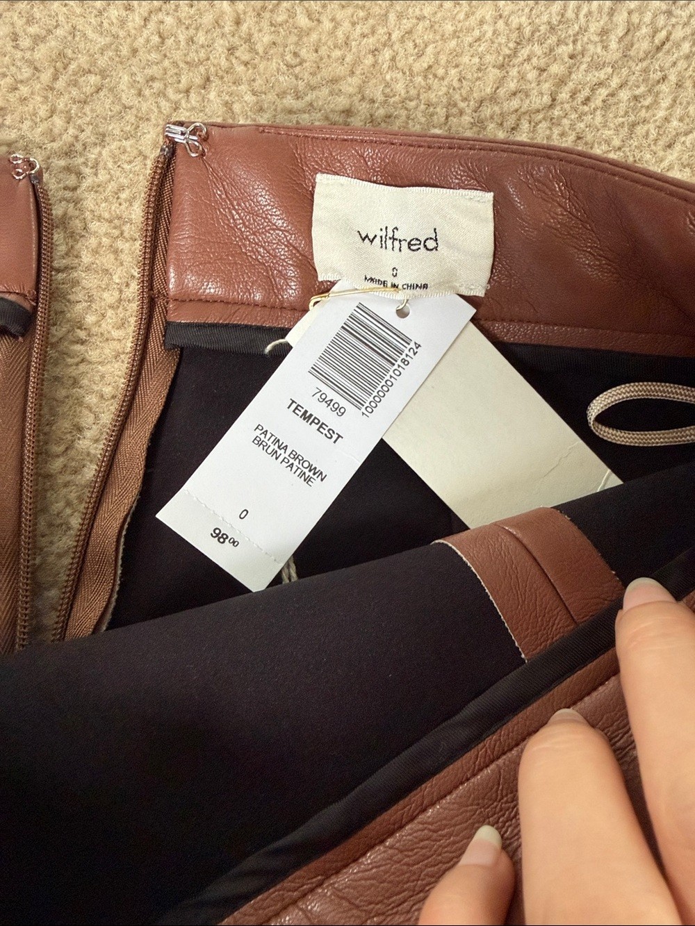 NWT Wilfred Faux Leather Mini Skirt in Rust - photo 2