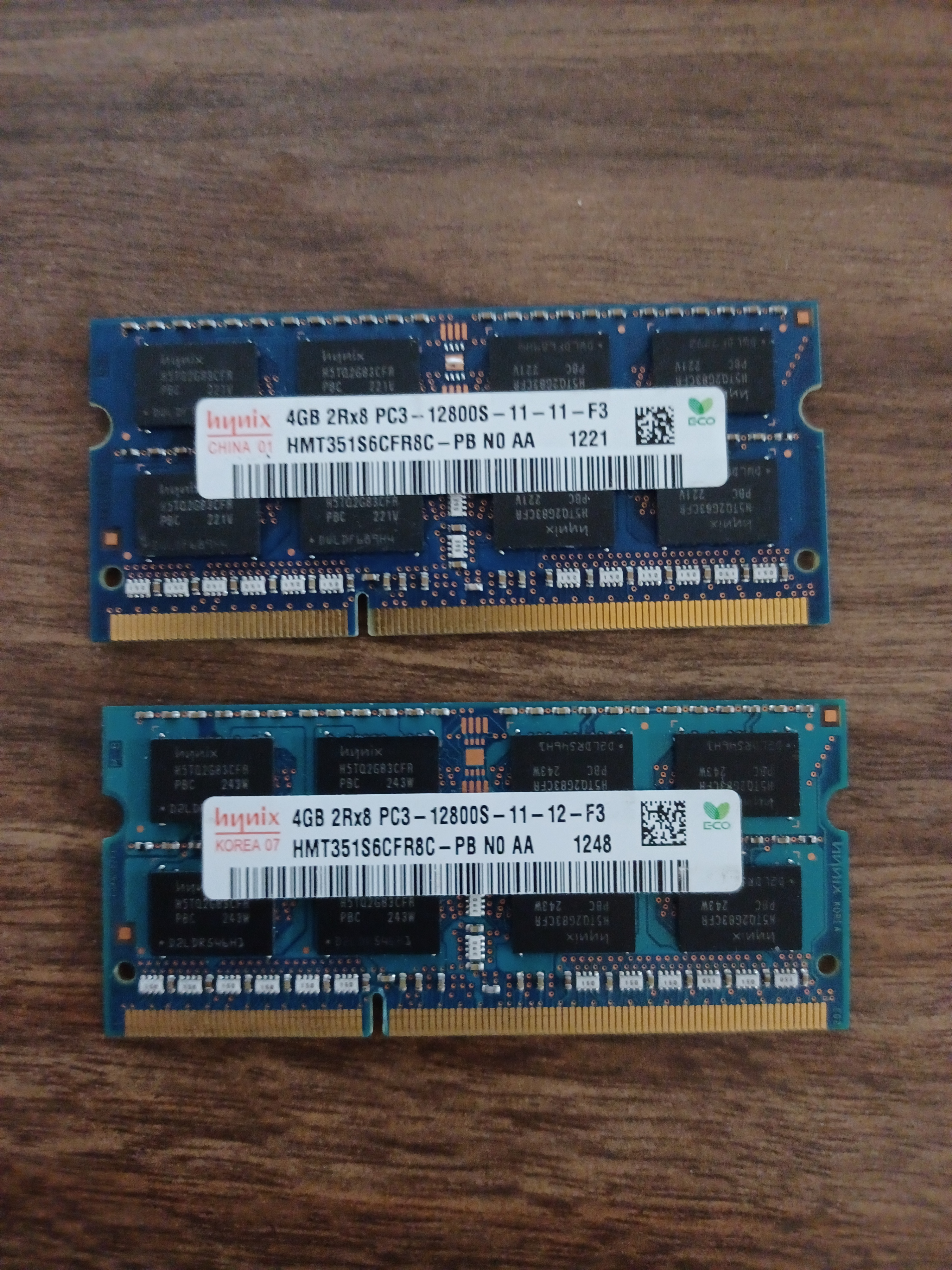 Two (2pc) - 4GB DDR3 SO-DIMM laptop RAM modules