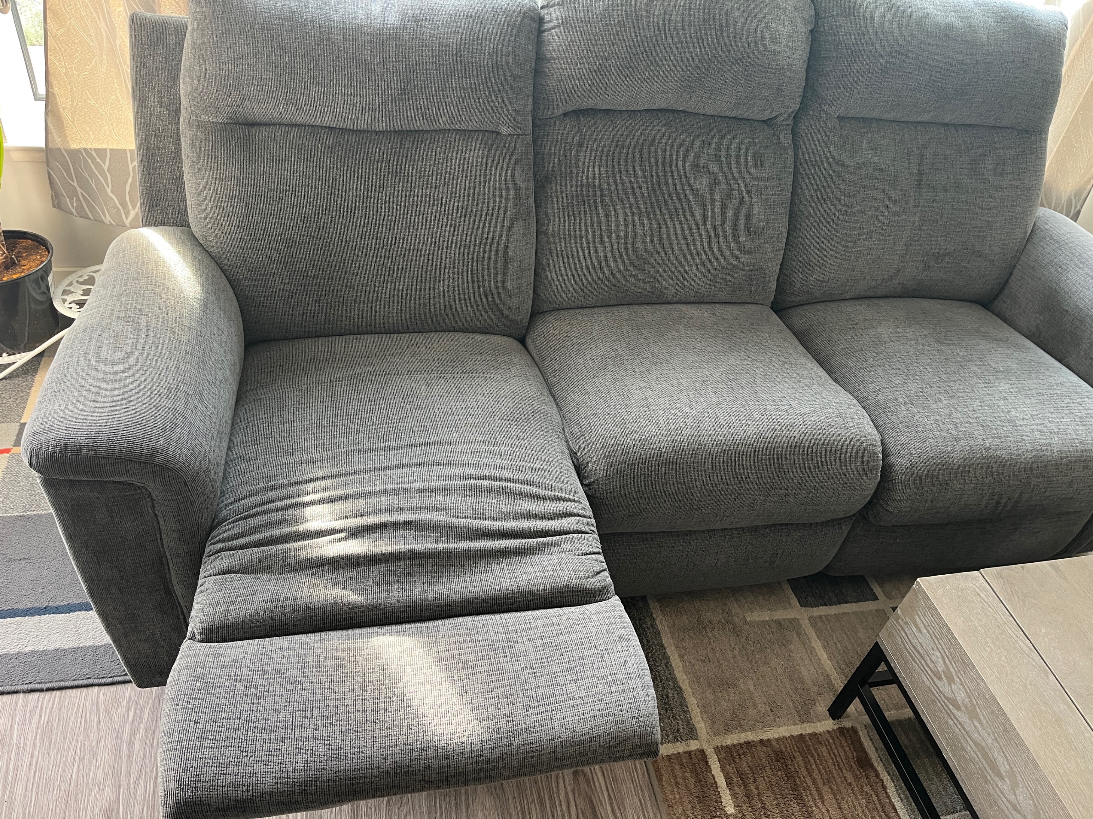Ashley Grey Fabric Electric Reclining 3 Seater Sofa - photo 2