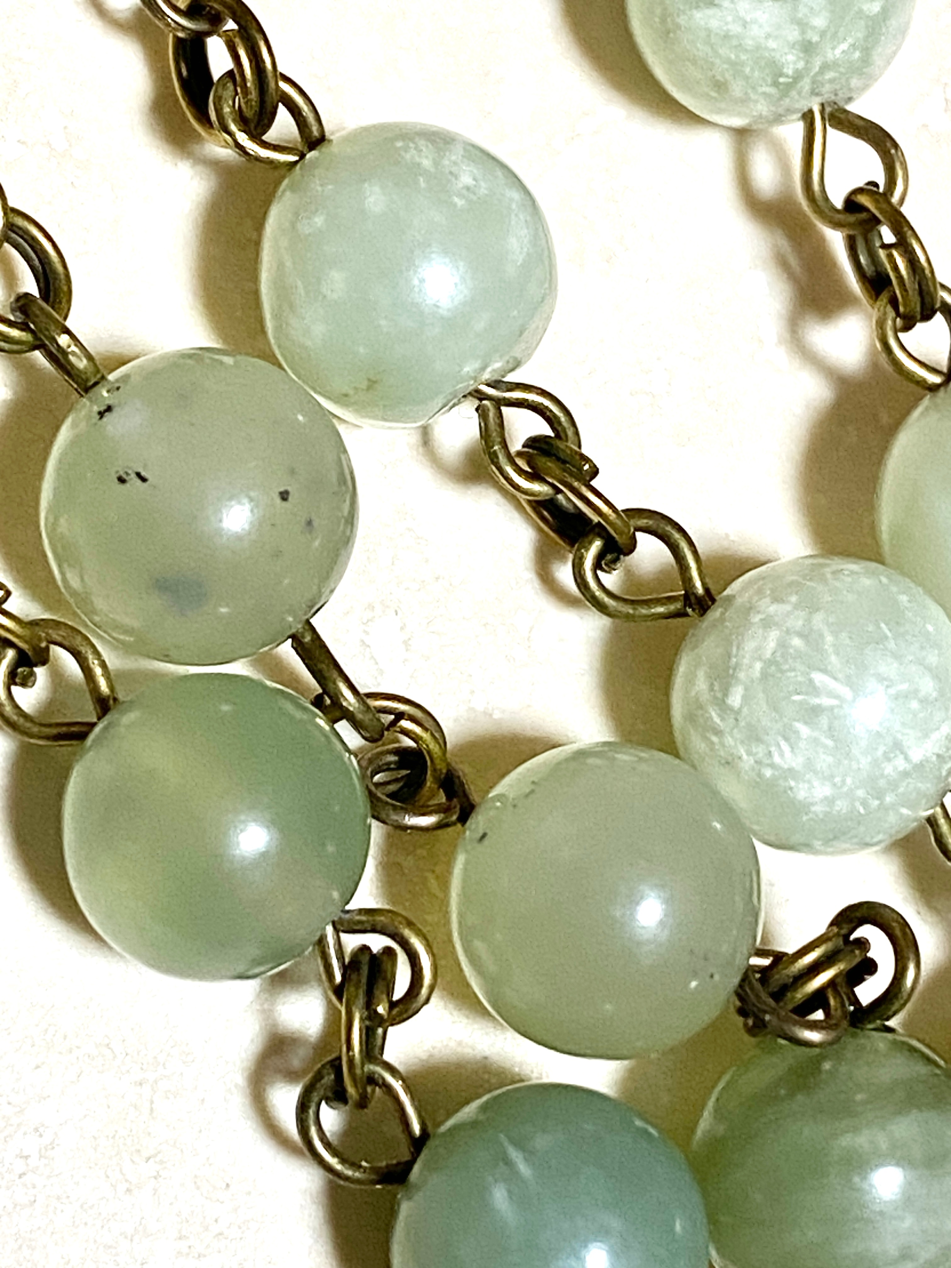 Mint Green Serpentine Necklace, Bronze Paw Print Heart Beat - photo 5