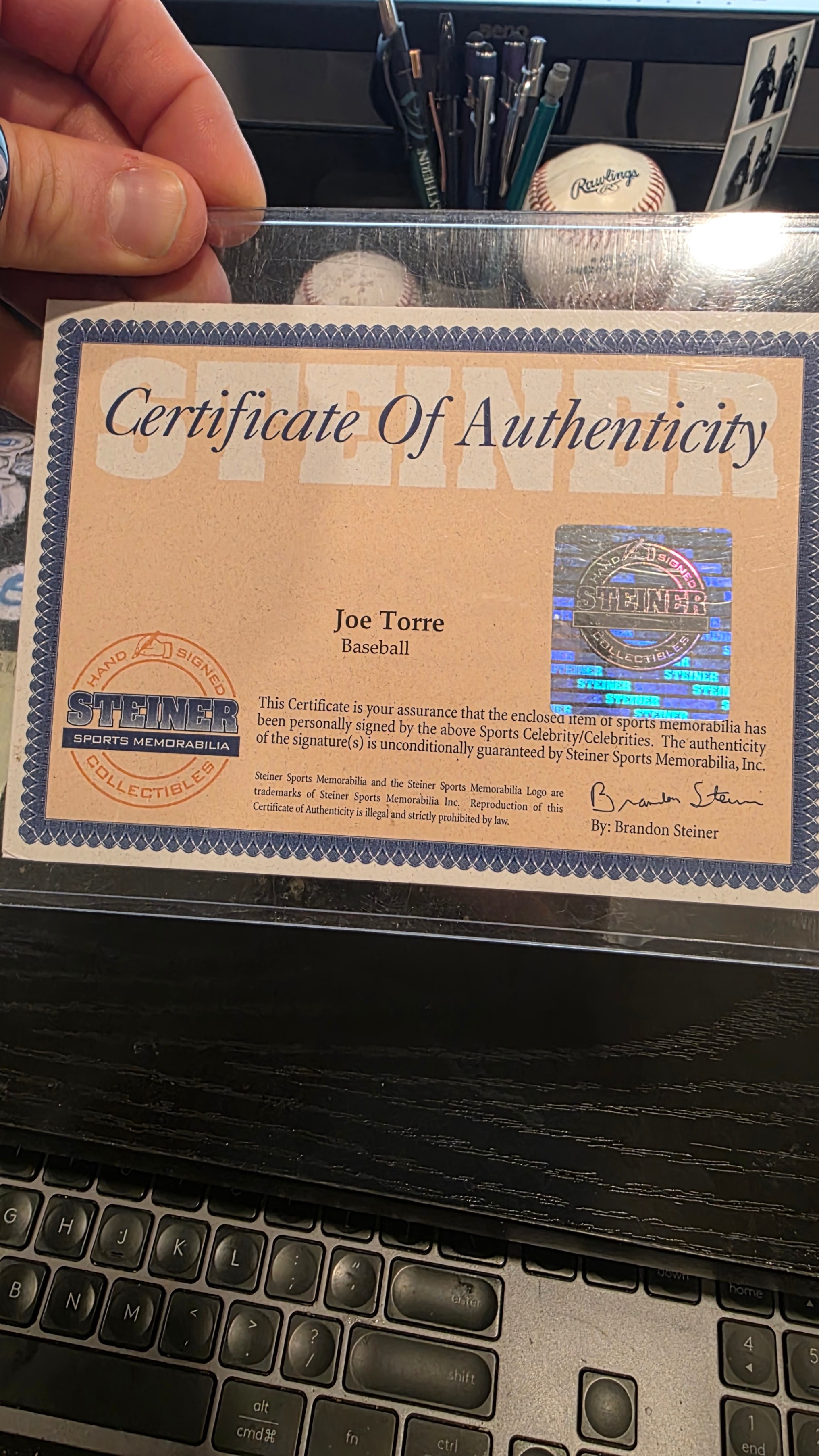 Joe Torre Signed 2000 World Series Baseball - Steiner COA - photo 3