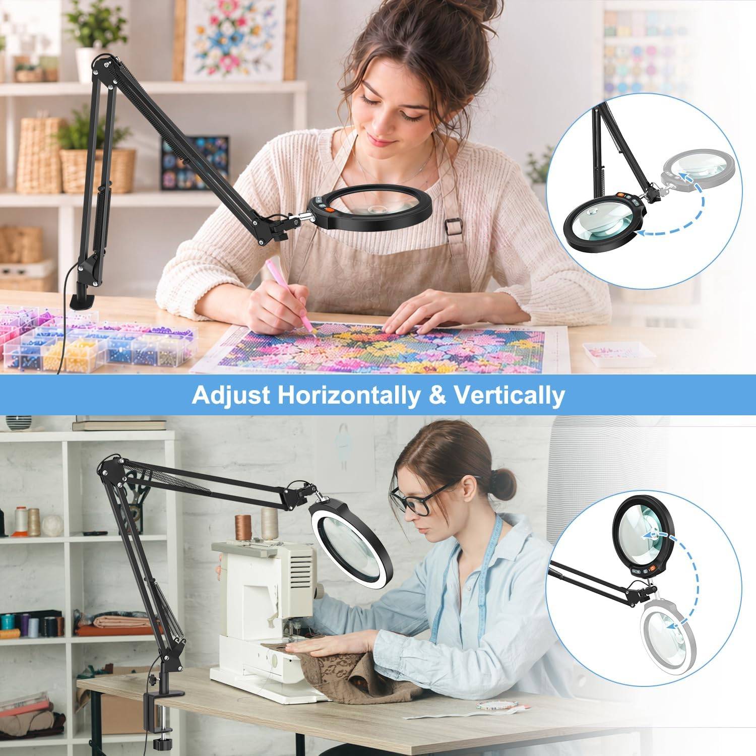 13.35" Large Magnifying Glass with Light and Clamp - photo 3