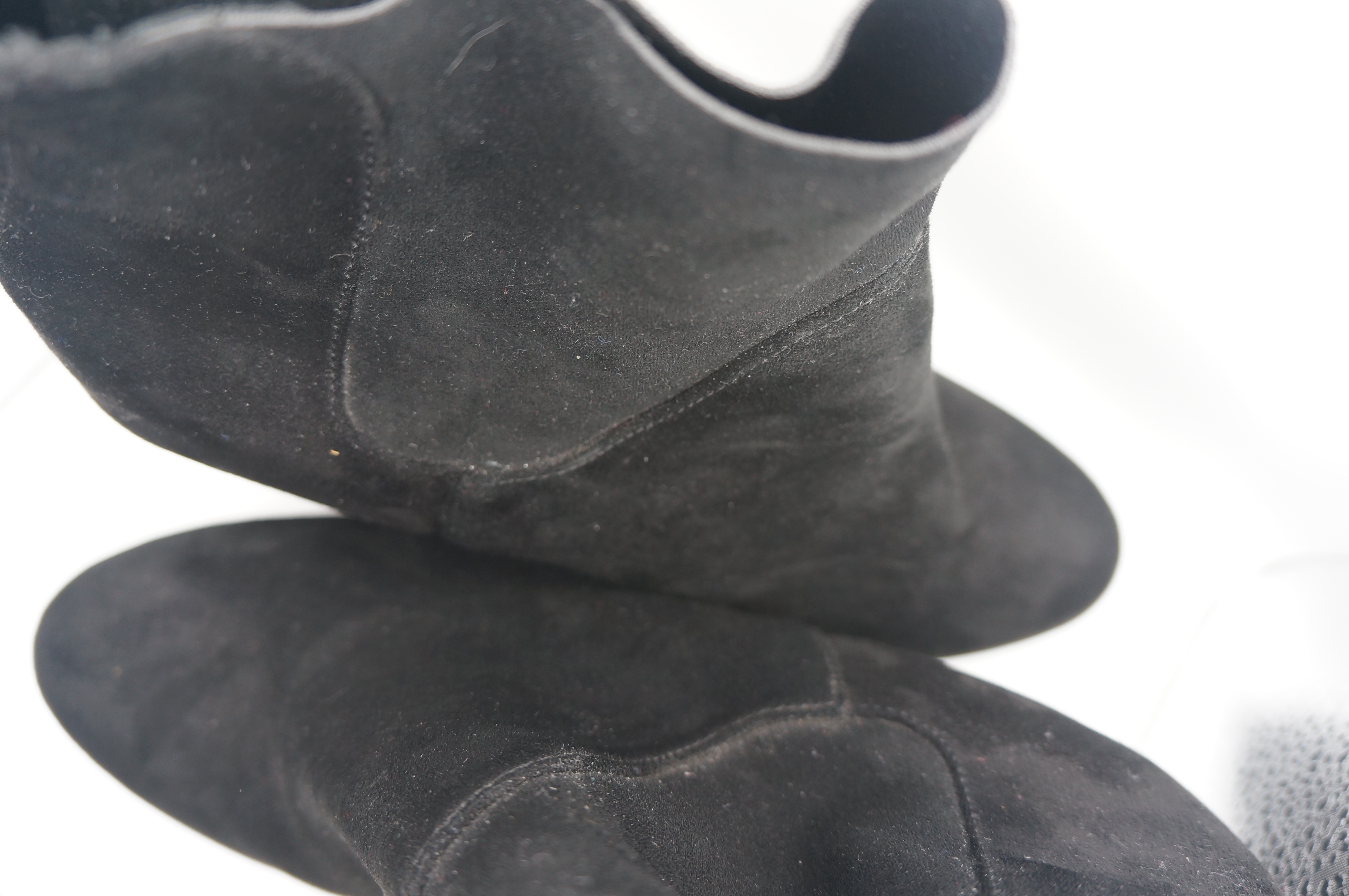 Black Suede Ankle Boots with Back Zipper