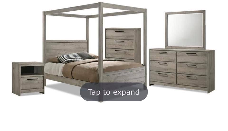 Full Bedroom Set - Canopy Bed, Dresser, Mirror, and Nightstand - photo 2