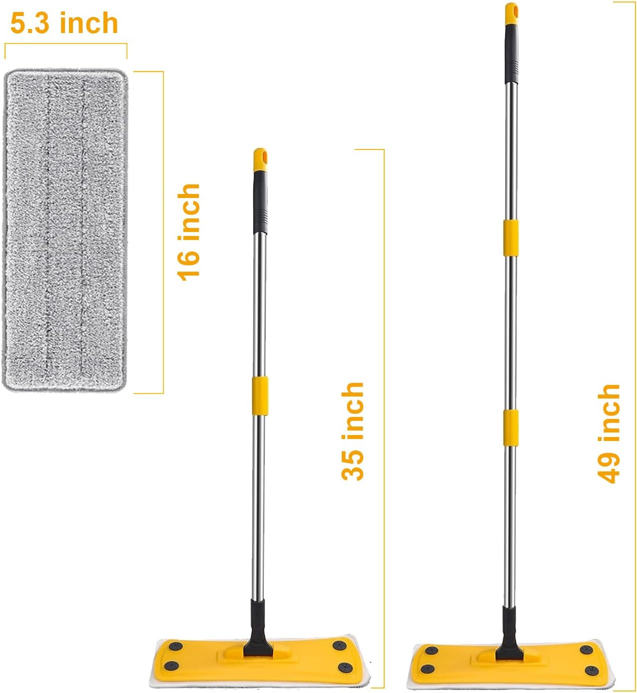 Flat Floor Mop with 2 Microfiber Pads Wet Dry Hardwood Clean