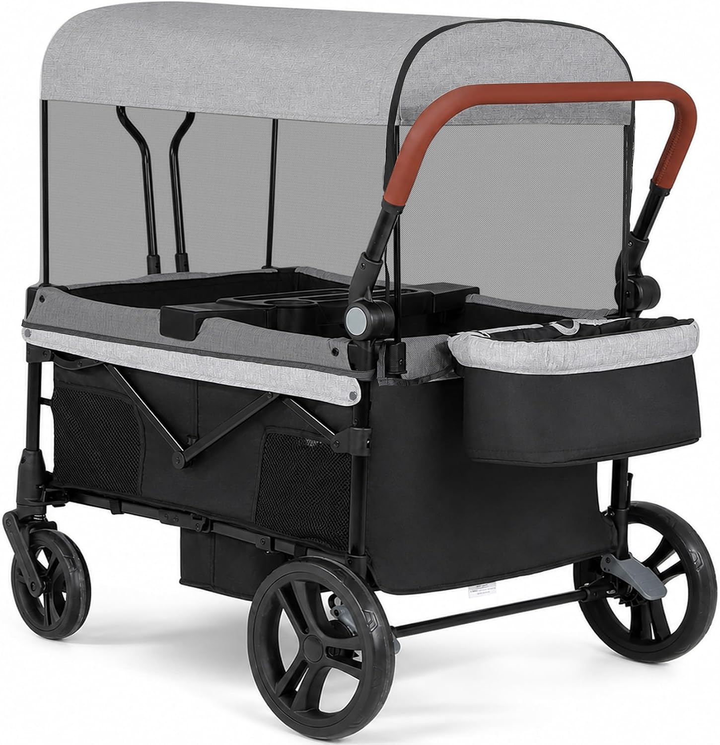 ELEMARA All Terrain Stroller Wagon for 2 Kids Foldable Grey