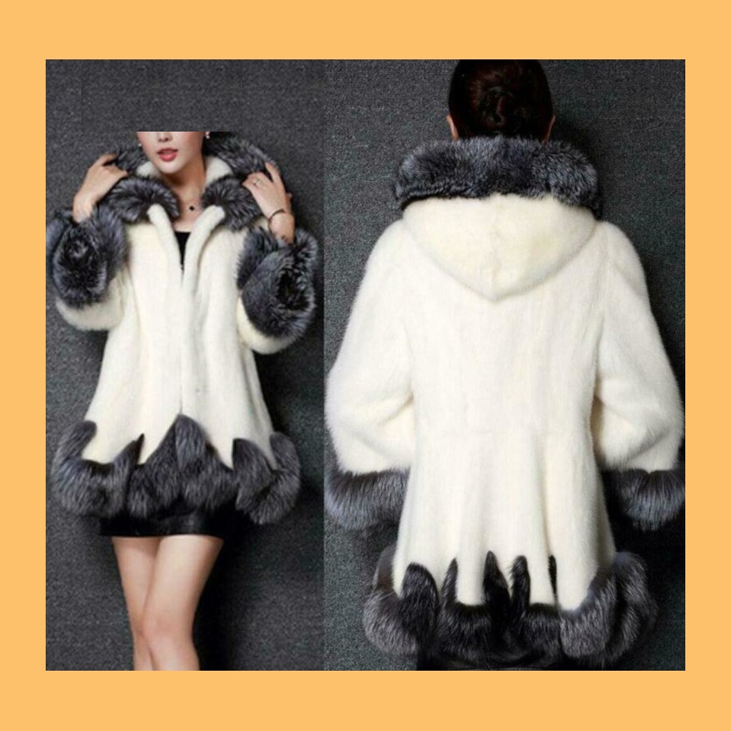 Beautiful Fur coat -White with Gray finish - NEW!