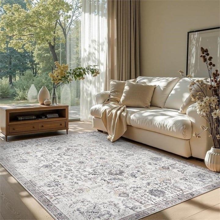 New - 5x7 Washable Rug / Carpet - Vintage Floral (2 avail.)