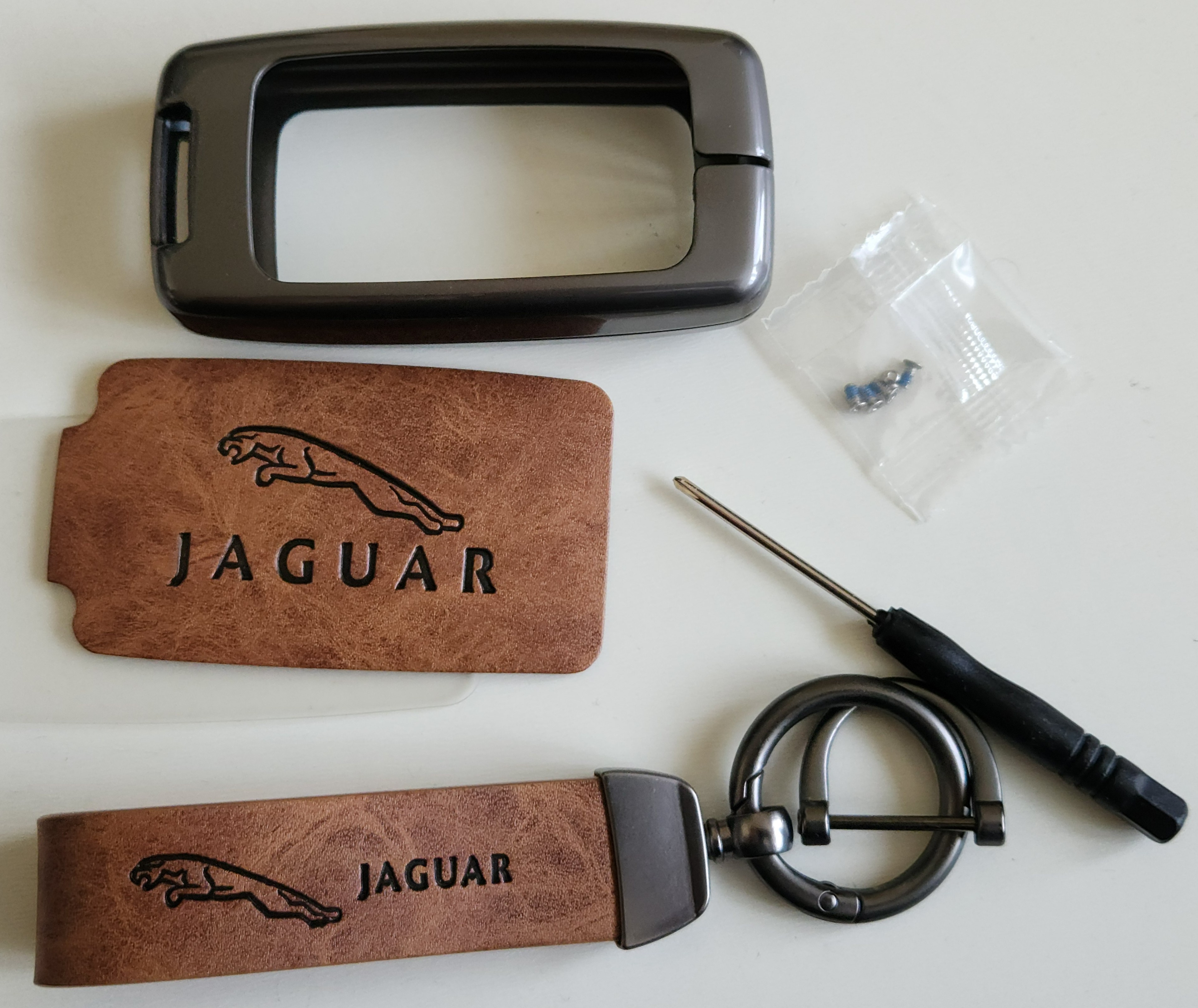 Jaguar Key Fob Case Kit – Metal Shell, Leather Insert & Keychain