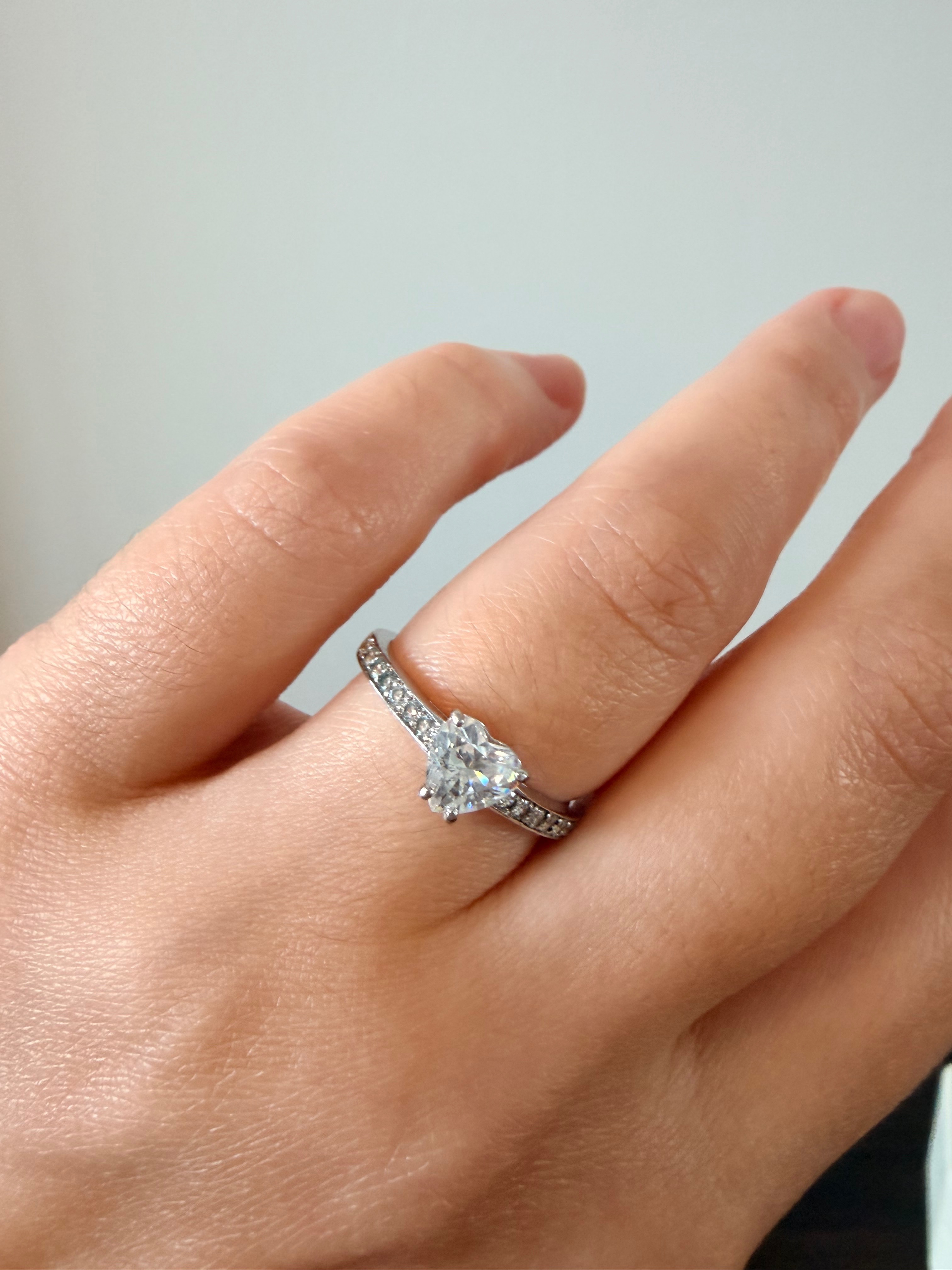Swarovski Heart Stone Ring Silver Tone Size 55 (US 6.75)