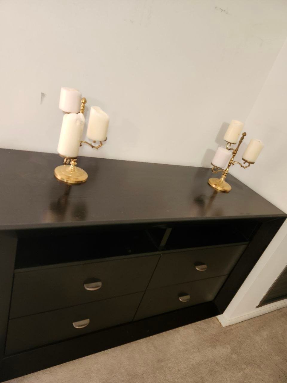 Black Dresser with Mirror – 4 Drawers & Shelves - photo 5