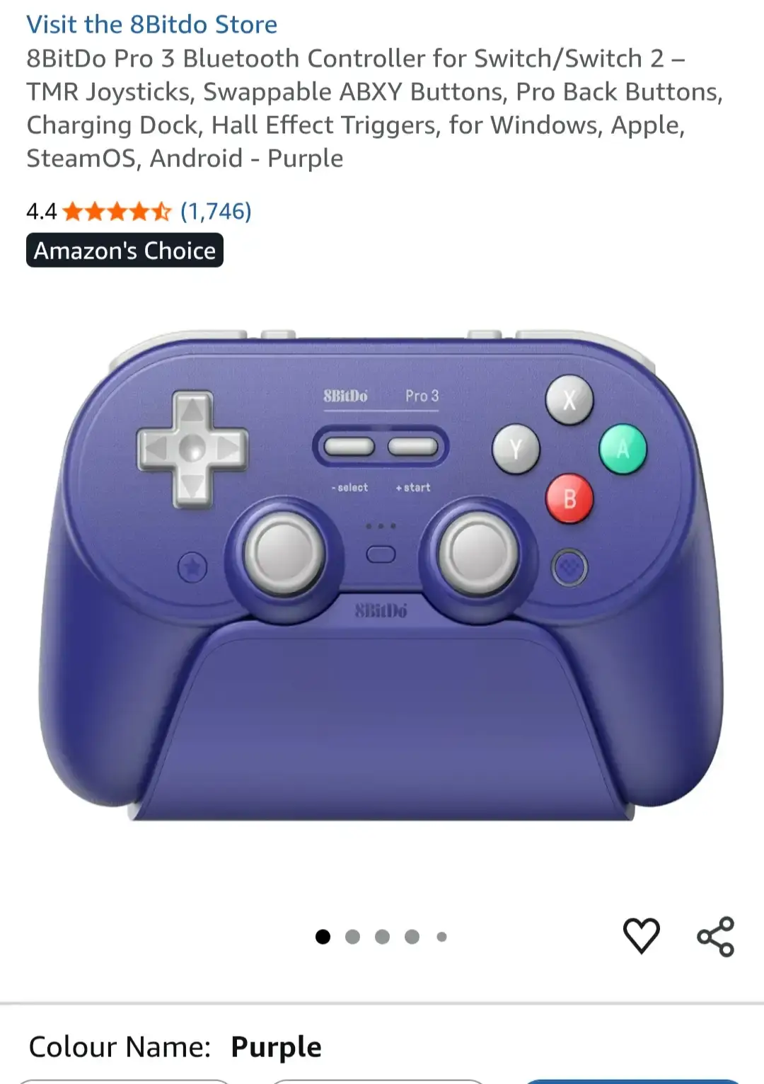 8BitDo Pro 3 Bluetooth Controller and Charging Dock