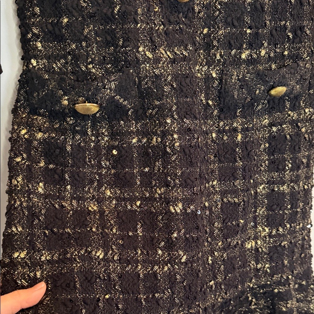 Chic Black and Gold Tweed Mini Dress - photo 5