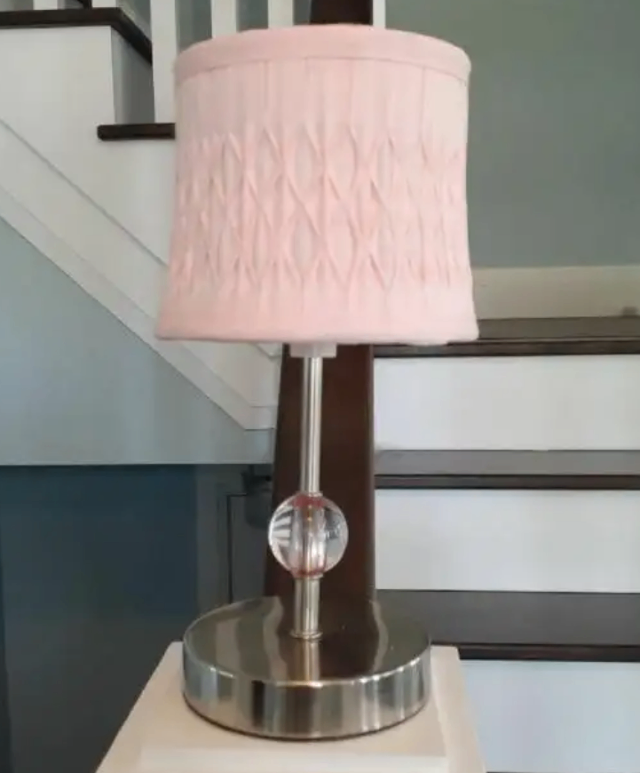 Vintage chrome & fabric pink boudoir lamp