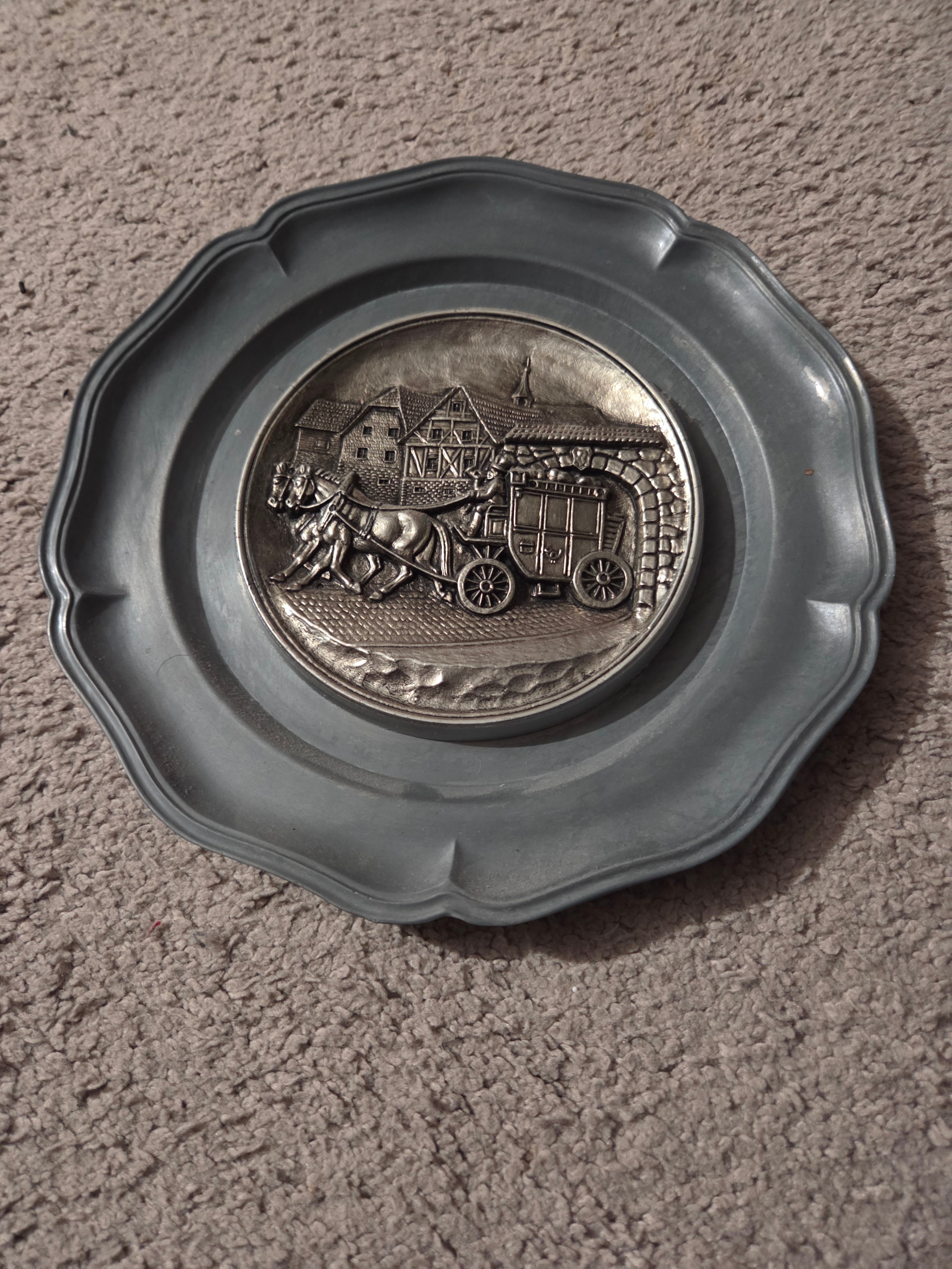 Vintage Koziol Germany Pewter Wall Plate 8.5"