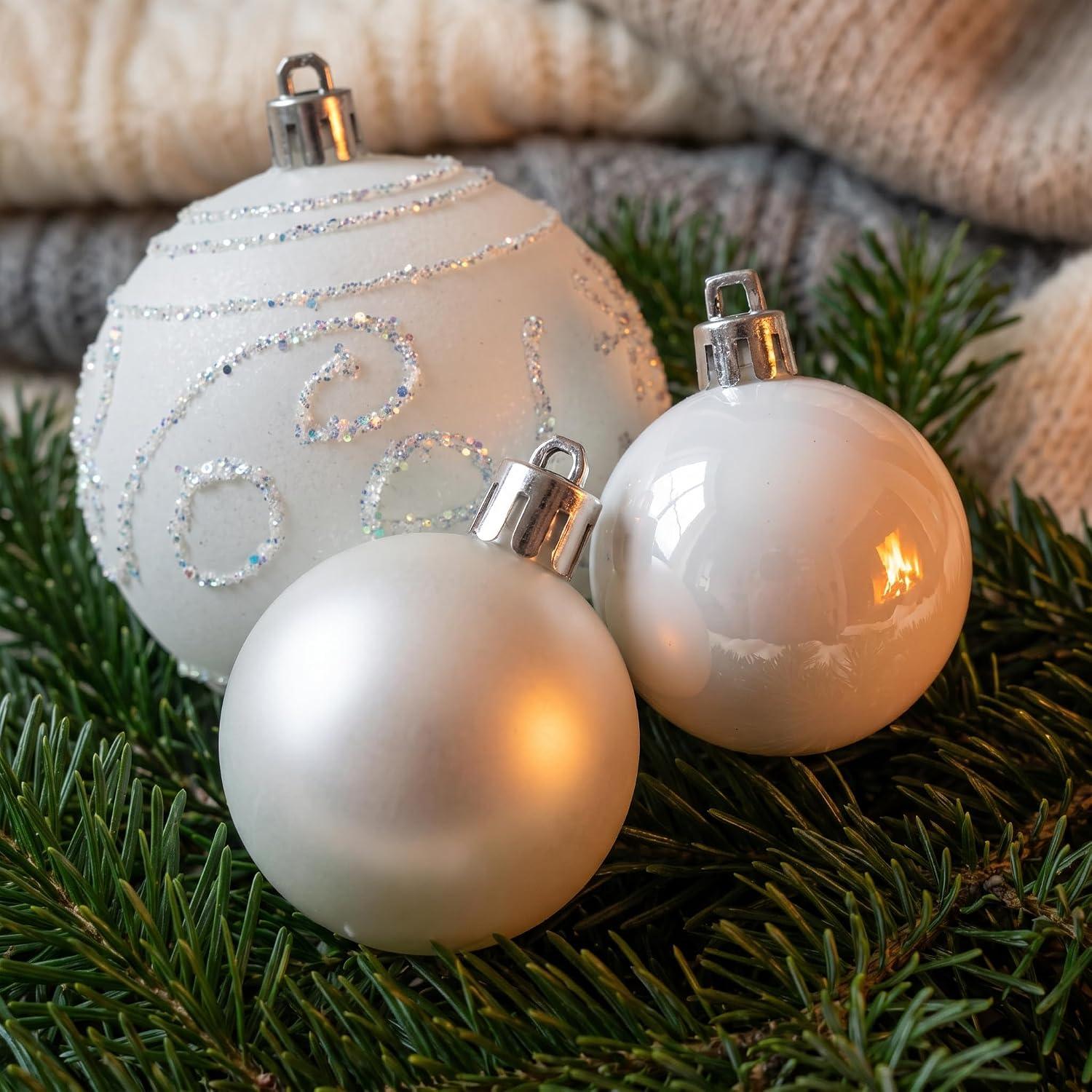 White Shatterproof Christmas Ball Ornaments - 44Pcs - photo 2