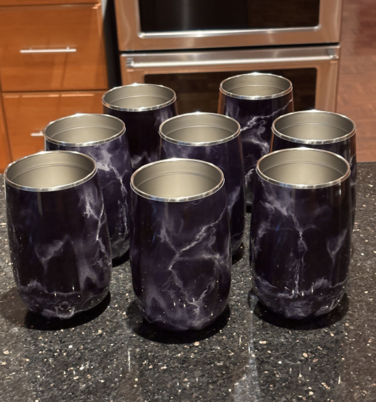 S'well Insulated Stemless Wine Tumblers Black/Dark Purple Marble