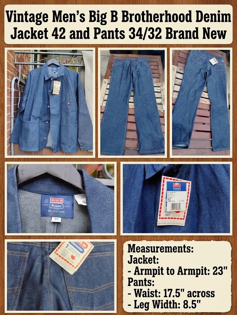 Vintage  Men's Big B Brotherhood Denim Jacket 42 and Pants